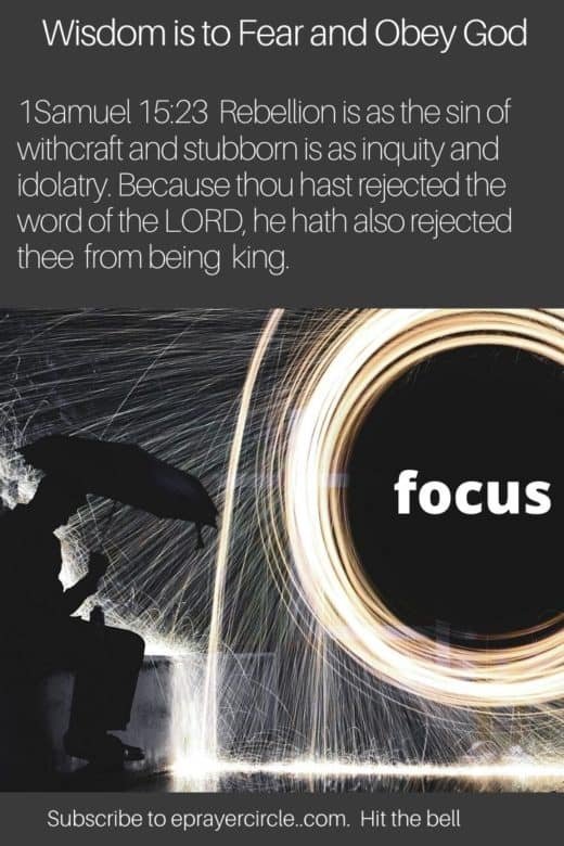 Wisdom is to fear the Lord