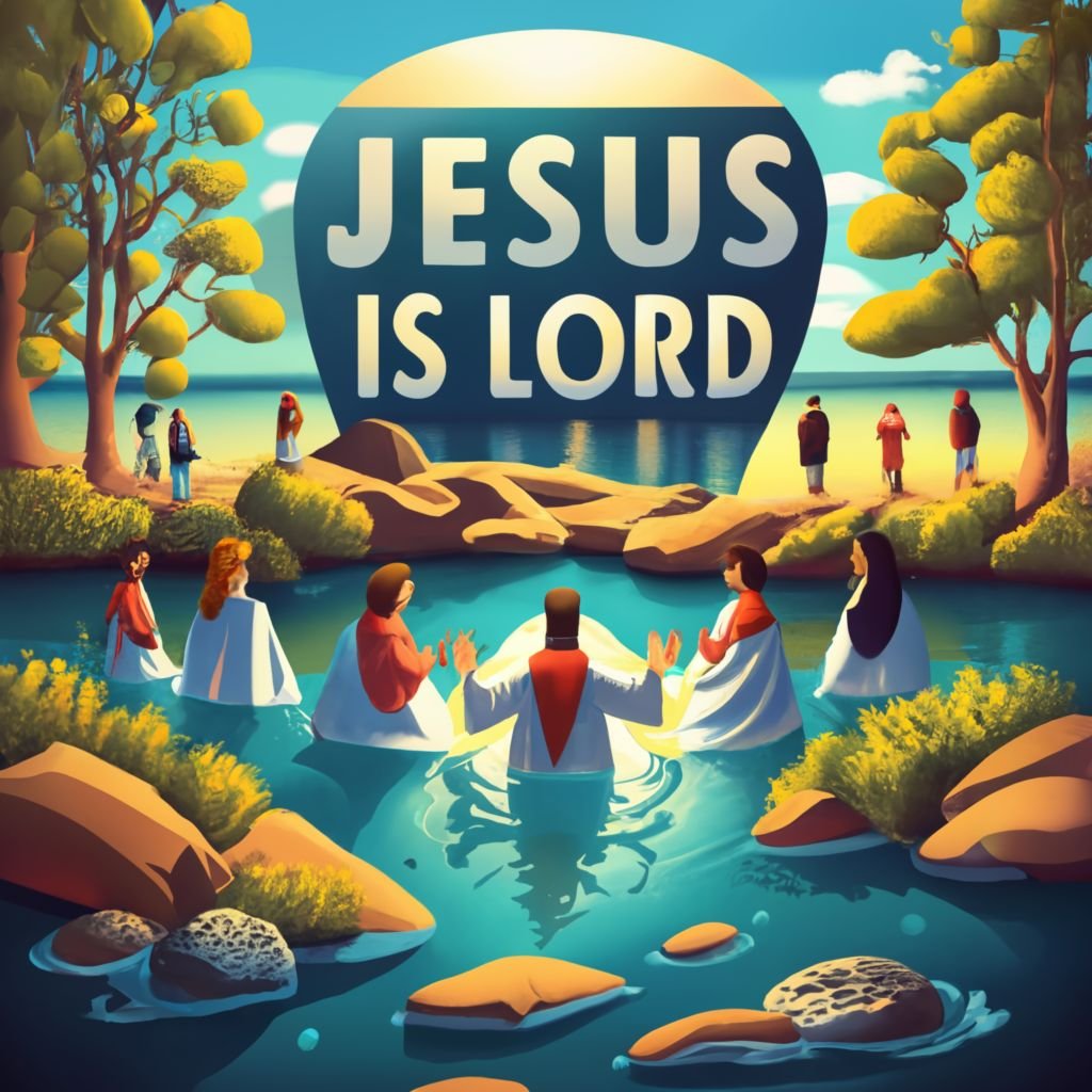 christian baptism of a group of people in river (1)