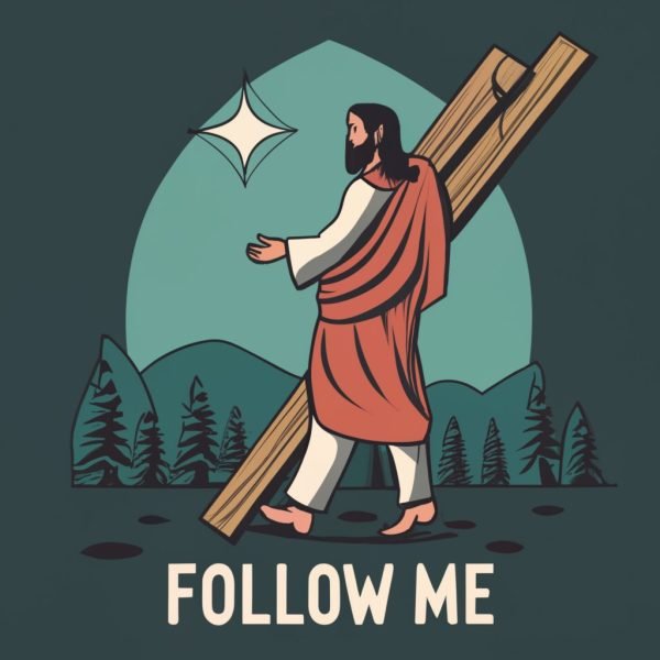 create an illustration of jesus walking with his (1)