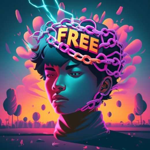 colorful illustration of a person breaking free