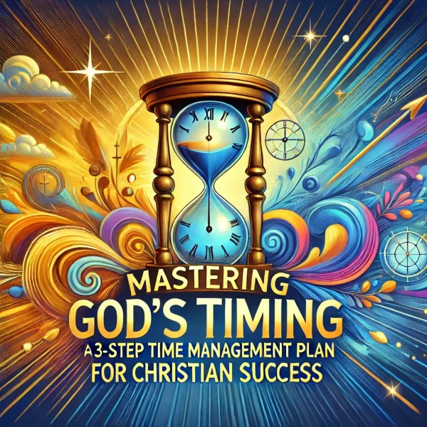 dall·e 2024 08 26 20.45.03 a vibrant illustration representing the title 'mastering god’s timing a 3 step time management plan for christian success.' the image should have a c