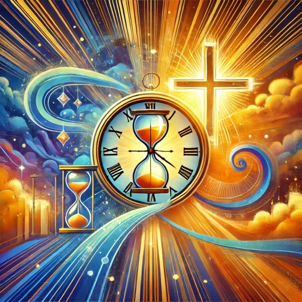 dall·e 2024 08 26 20.47.25 a vibrant illustration representing the title 'mastering god’s timing a 3 step time management plan for christian success.' the image should have a c