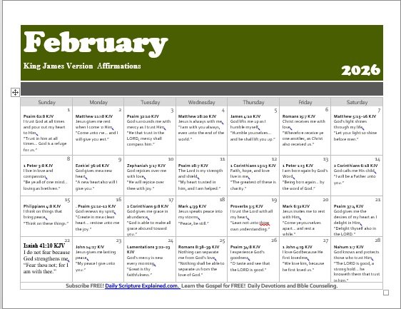 February Affirmation Calendar