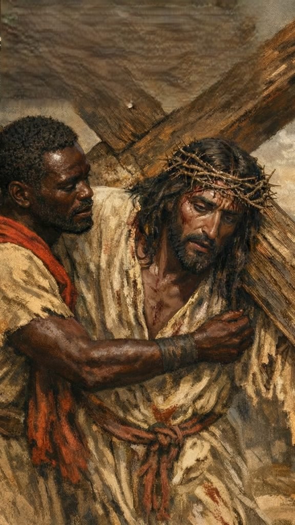 helping Jesus with cross