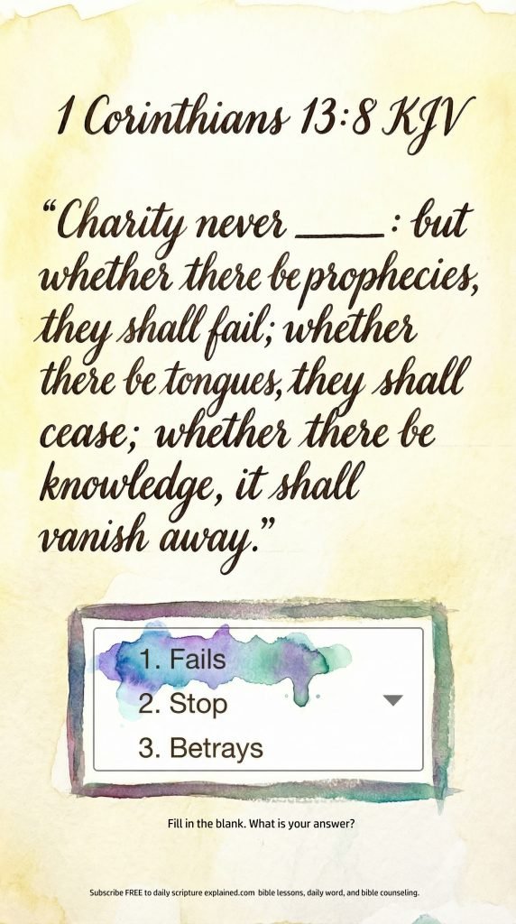 Fill in the blank love never fails